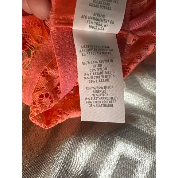 Aerie Show Off‎ Unlined Lace Bodysuit Size 32DD Pink Sexy Sheer Lingerie - Picture 7 of 8